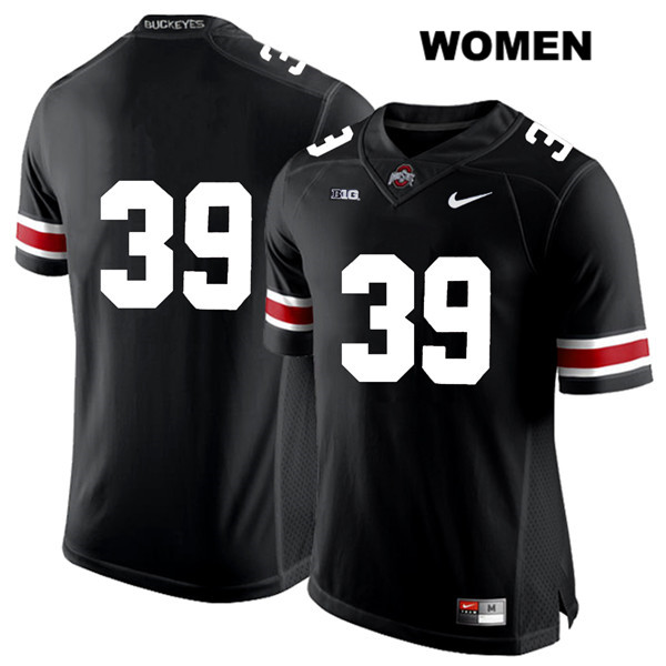Ohio State Buckeyes Women's Malik Harrison #39 White Number Black Authentic Nike No Name College NCAA Stitched Football Jersey ZG19N65XU